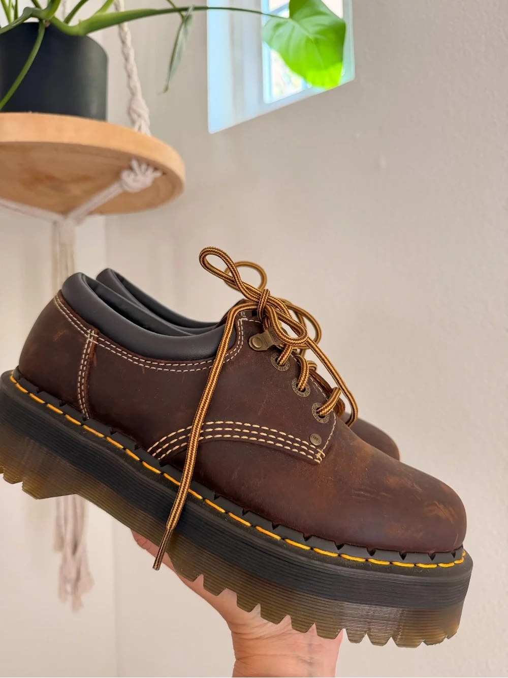 Dr. Martens Brown Platform Lace-Up Shoes